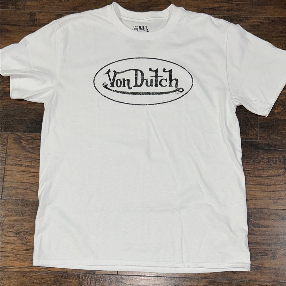 Men Von Dutch White Tee with Black Logo